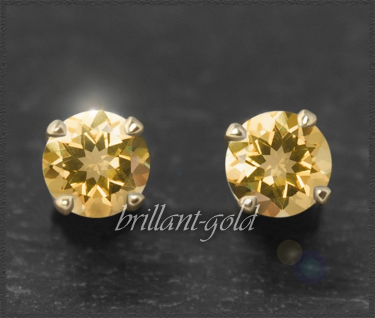 Ohrstecker 585 Gold Citrin orange 4,5,6,7mm